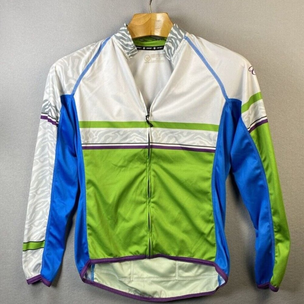 Canari Cycling Bike Jersey Women’s M Blue Green‎ Full Zip Back Pockets USA Made